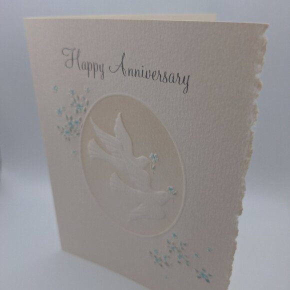Vintage Anniversary Greeting Cards Elegant Embossed Designs Doves Best Wishes - Picture 4 of 12